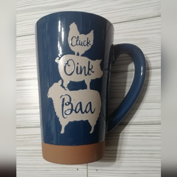 Chicken Pig Sheep Ceramic Latte Mug CLUCK OINK BAA Embossed Tall Coffee 17Oz NEW - Picture 11 of 13
